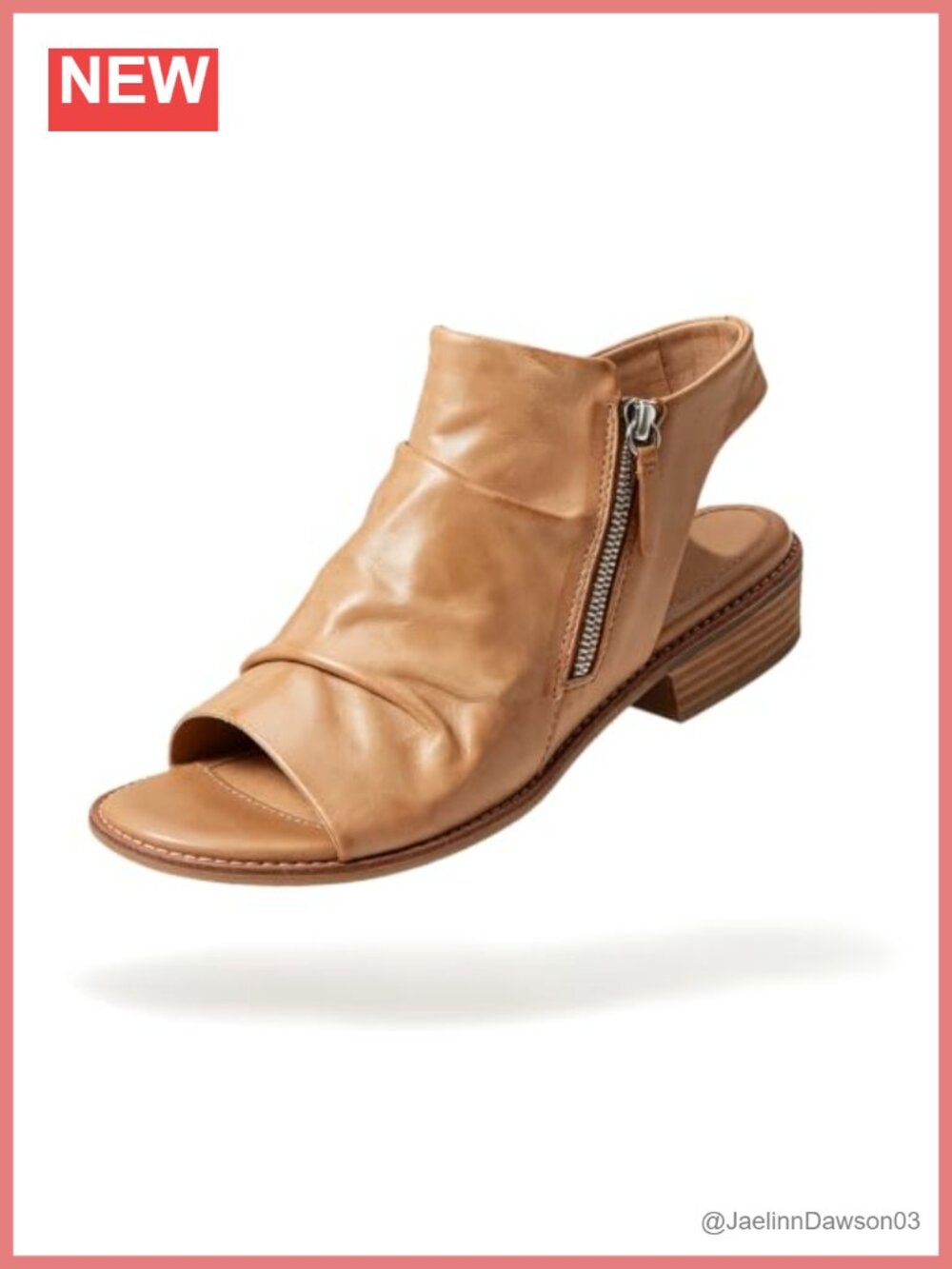 Women Low Chunky Heel Peep Toe Sandal Booties with Side Zipper Cut Out Stacked
